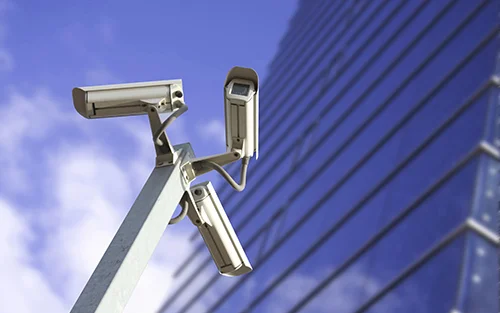cctv cameras in front of enterprise building