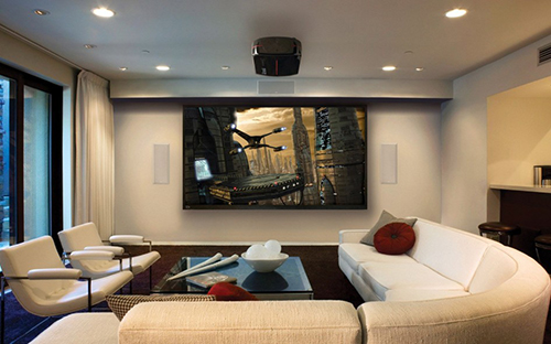 Premium Home Theater With In Wall Speakers And Projector