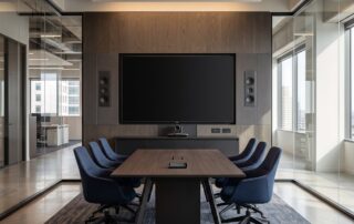 Commercial conference room with display and audio system