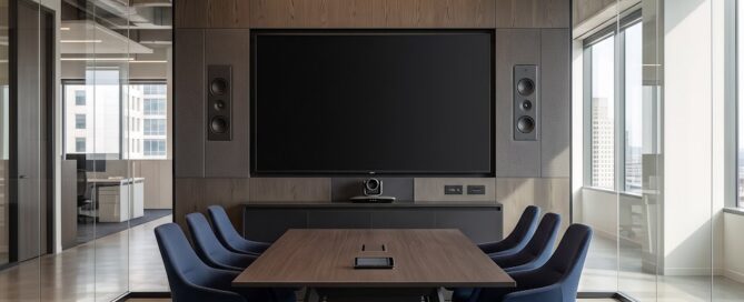 Commercial conference room with display and audio system