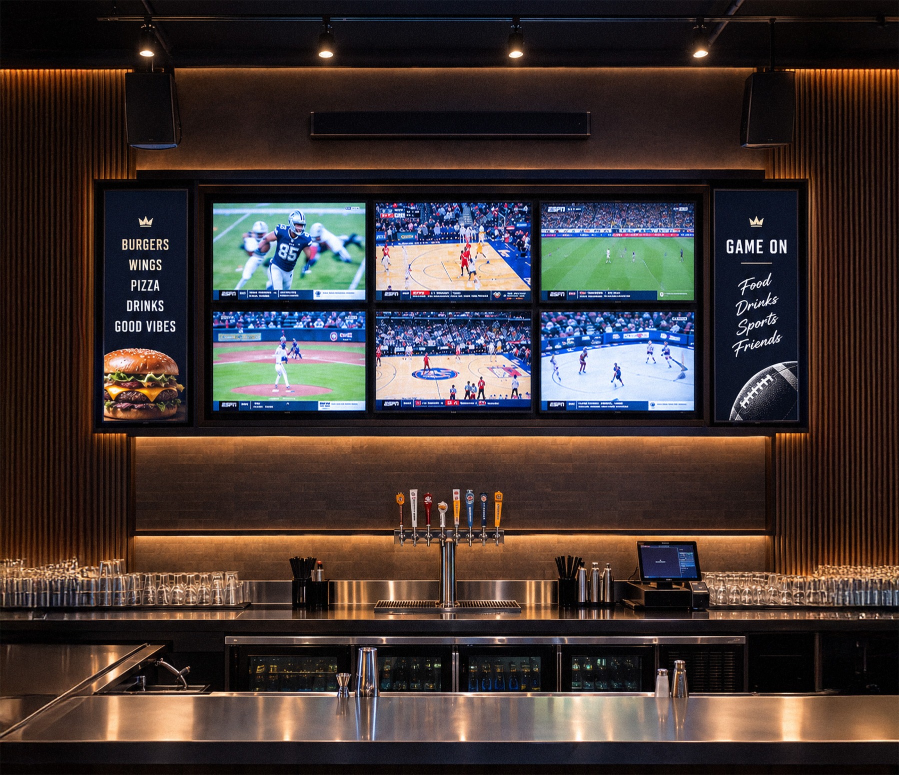 Commercial audiovisual system installation