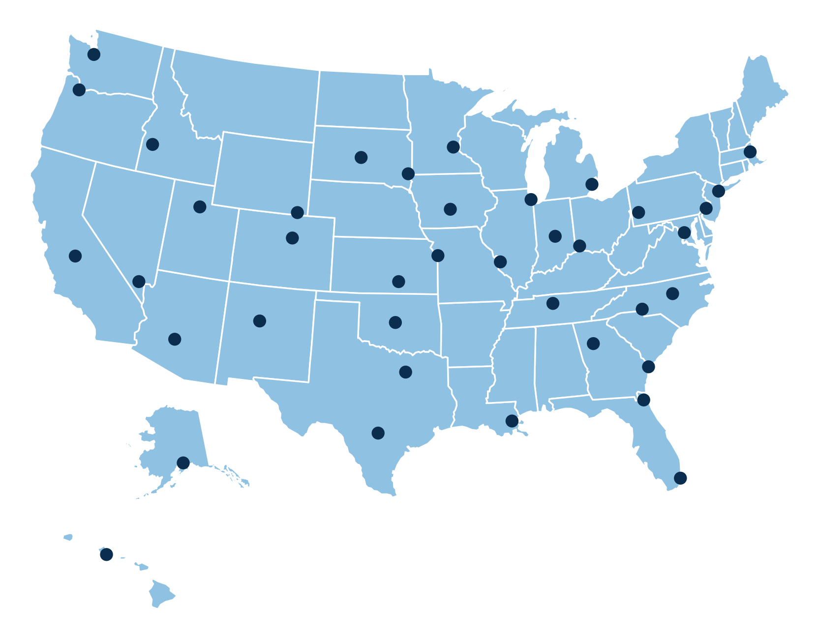 LSA Security service coverage across the United States